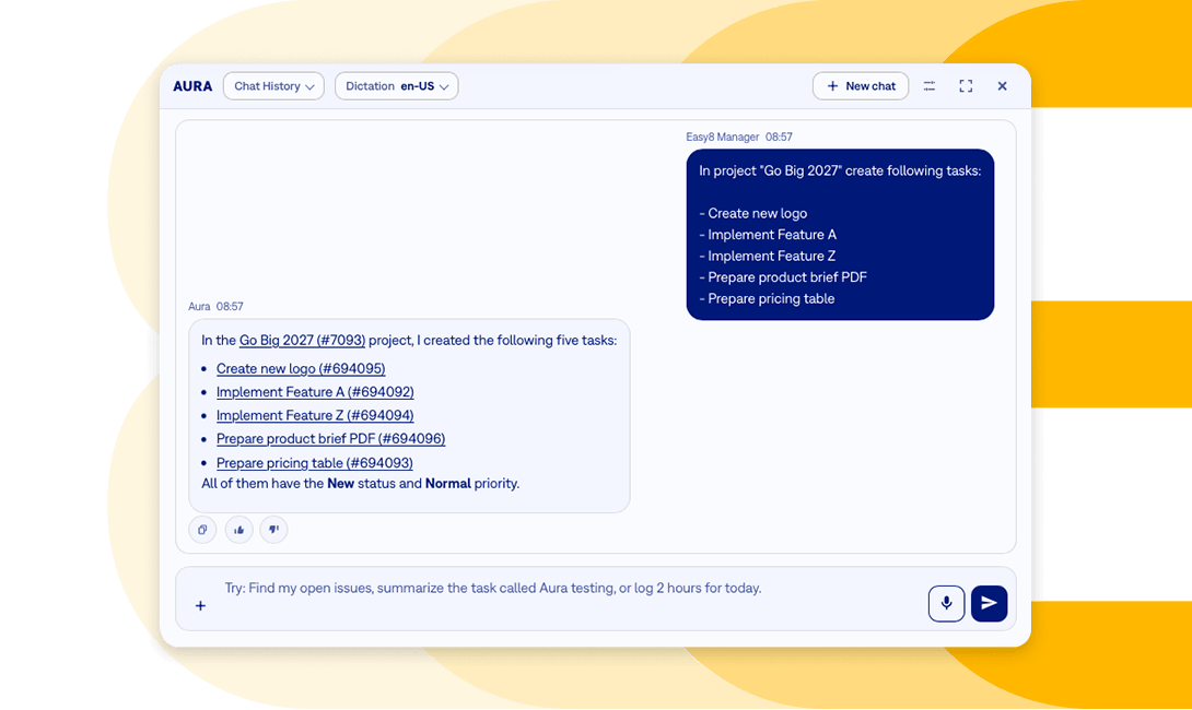 Aura chat in EAsy8 app