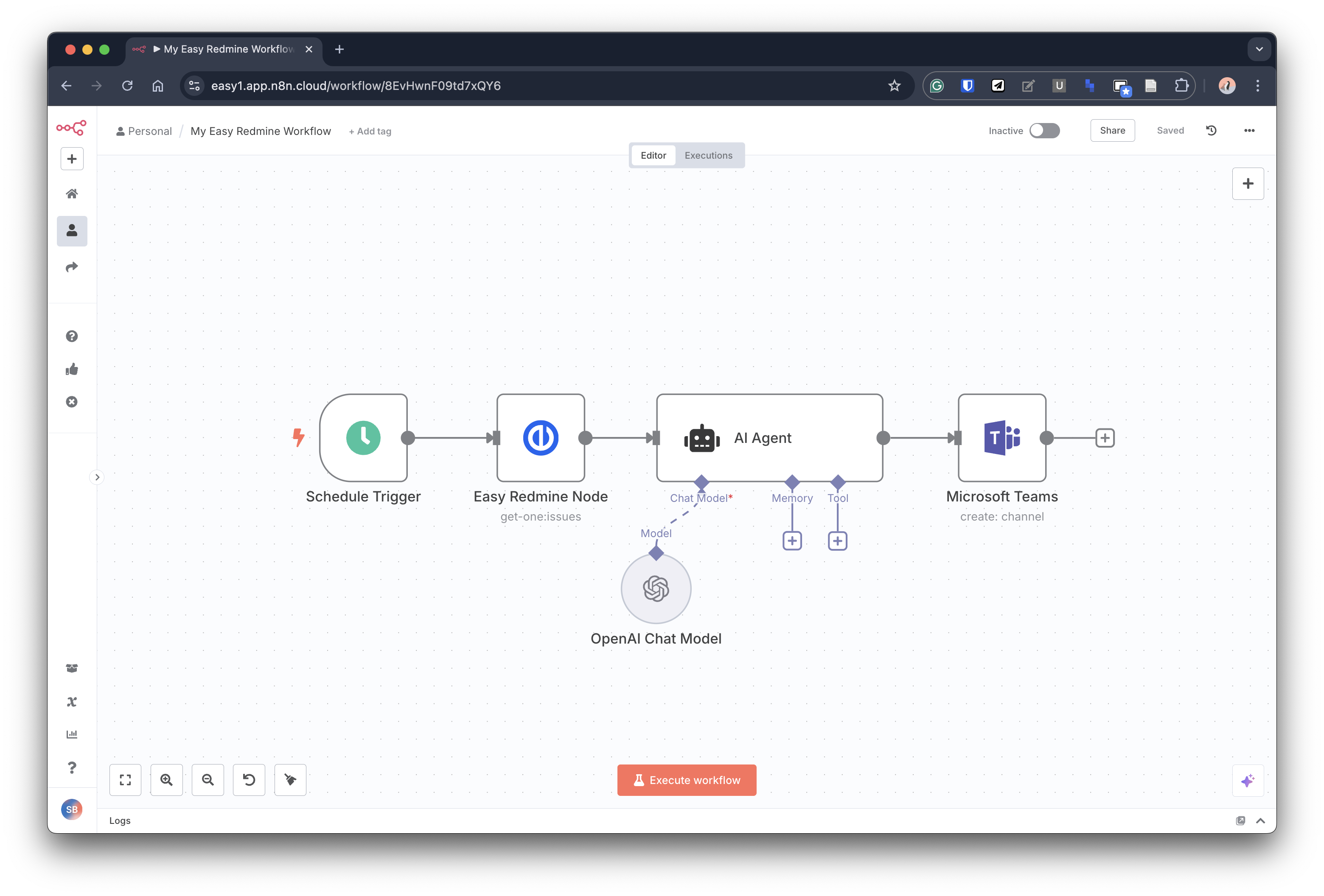 Easy8 workflow example with AI agent