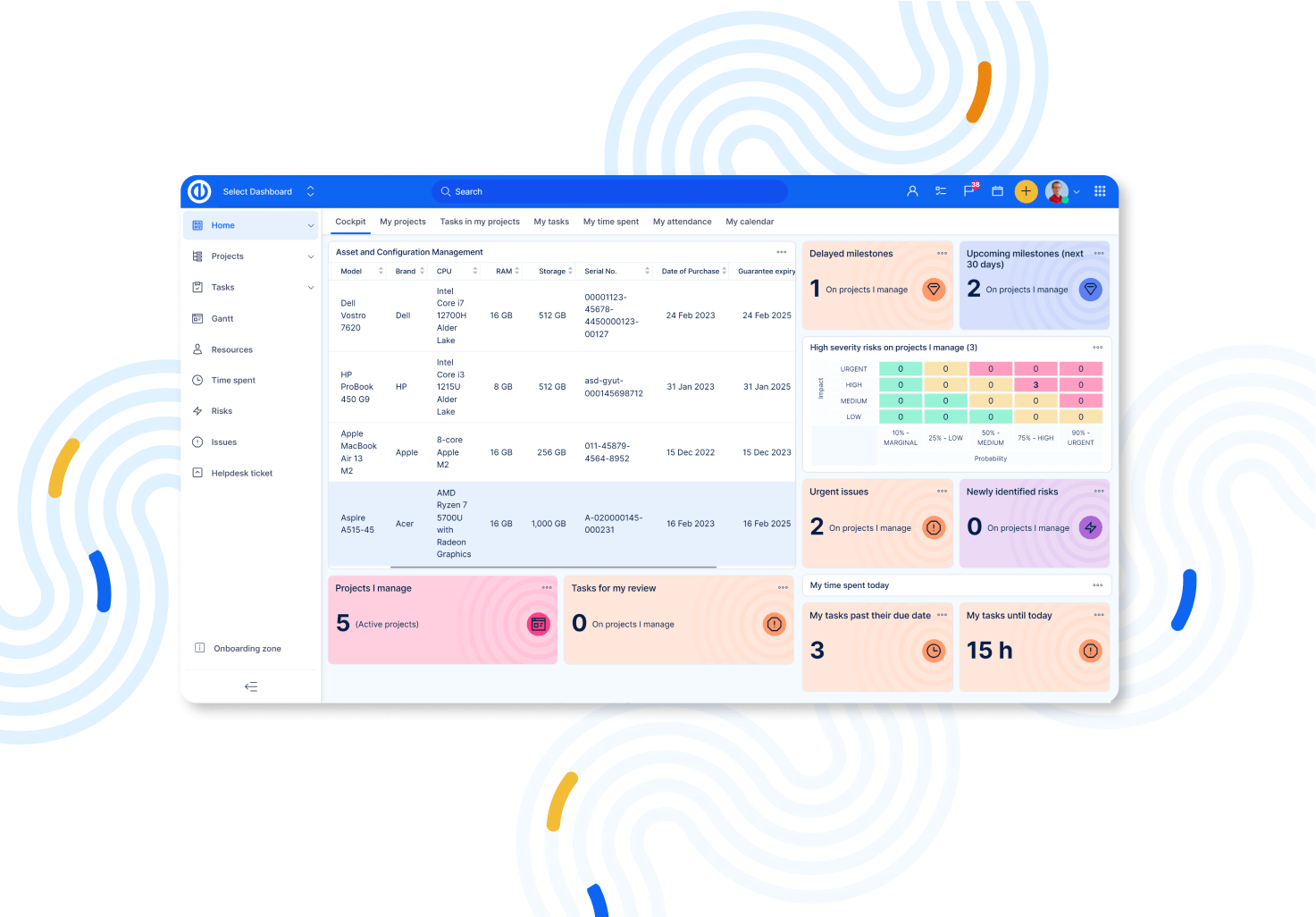 Easy8 software dashboard