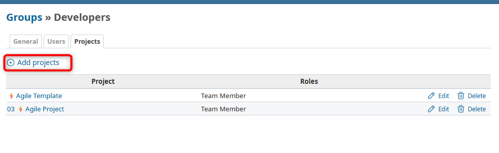 group project tab in Redmine software