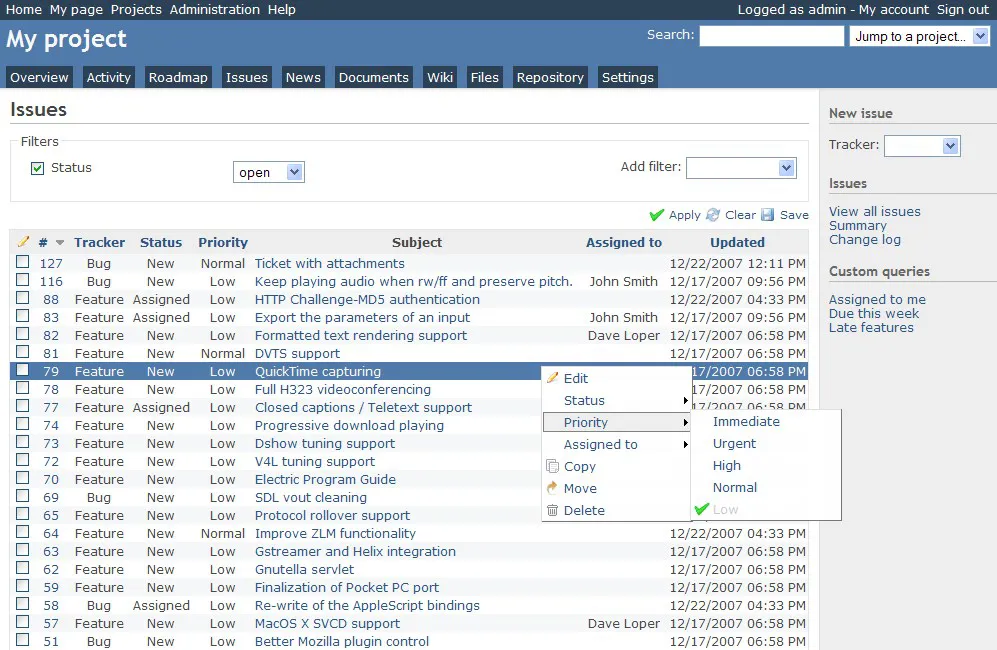 Easy Redmine 2018 - Datenimport von Redmine Easy Redmine 2018 - Datenimport von Redmine