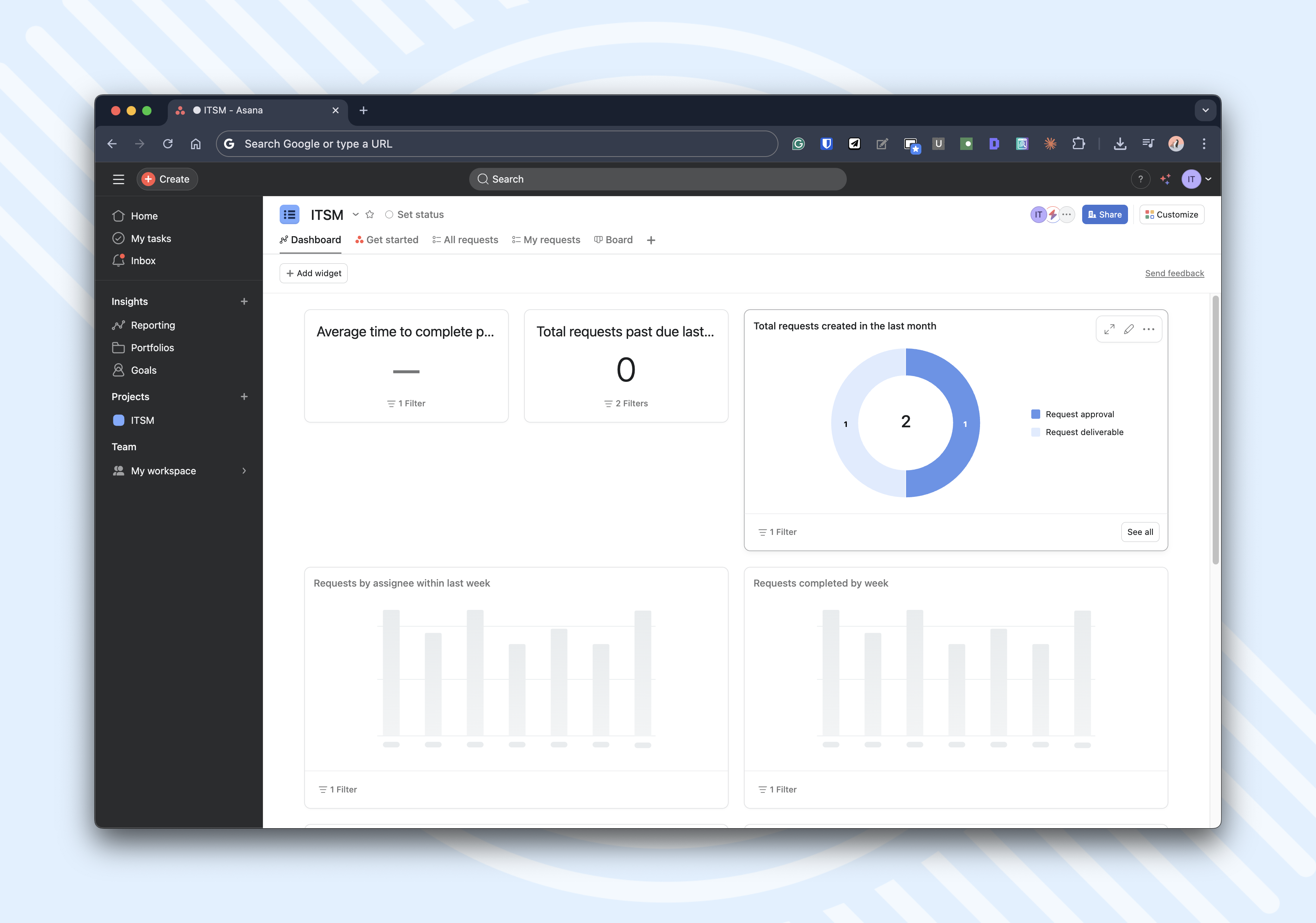 Asana ITSM interface