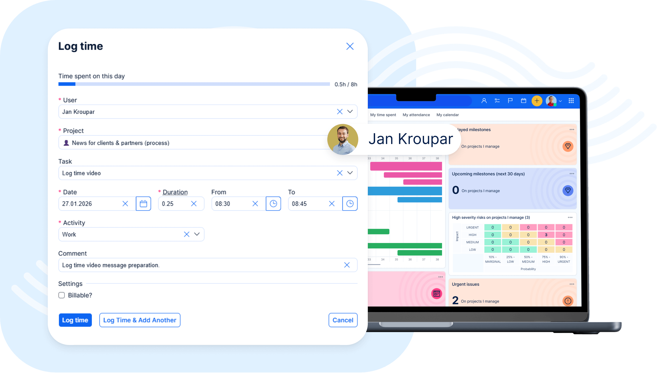 Log time in Easy8 software